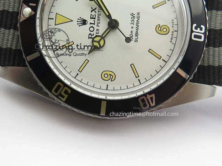 On SS Dial Strap Vintage 1680 White Nylon No Submariner A2836 Date 0218